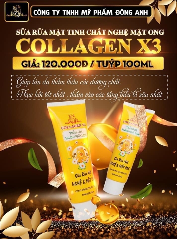 Sữa Rửa Mặt Nghệ Mật Ong Collagen X3 Đông Anh C.Hãng Lẻ Cty 120K
