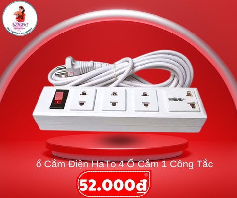 Ổ Cắm Điện Hato 4 Ổ Cắm 1 Công Tắc Chịu Tải Tốt (4)