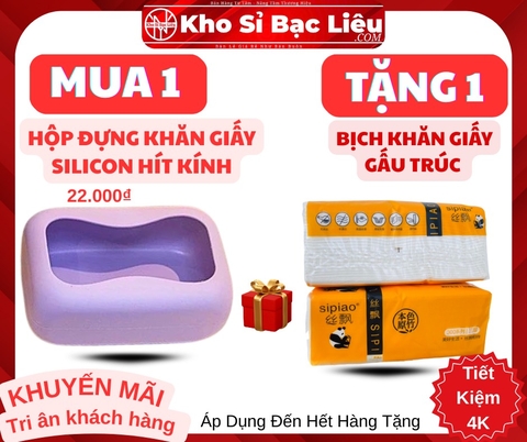 KM HỘP ĐỰNG GIẤY SILICON HÍT KÍNH ( tặng kèm bịch khăn giấy rút gấu trúc 4k) (2) '