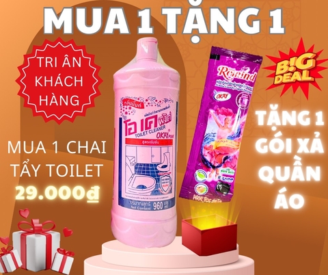 KM Tẩy Thái Okay Hồng 960ml Tặng Kèm Bịch Lau Sàn Nhập Khẩu Chính Hãng - Thùng 26,5k ( thùng12chai) (2)