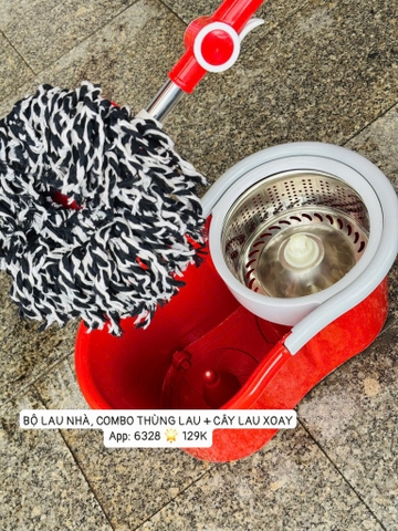 BỘ LAU NHÀ, COMBO THÙNG LAU + CÂY LAU XOAY (7)