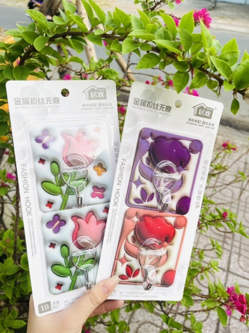 VỈ 2 MÓC DÁN TƯỜNG HÌNH HOA CHÍNH HÃNG HOOK (1)