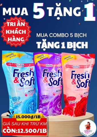 KM NƯỚC XẢ QUẦN ÁO FRESH SOFT THAILAND LOẠI 1 ( MUA 5 TẶNG 1) (2)