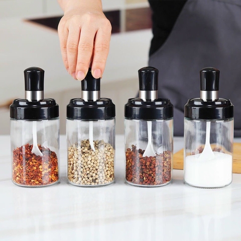 Hũ Đựng Gia Vị Thuỷ Tinh Kèm Muỗng (1)