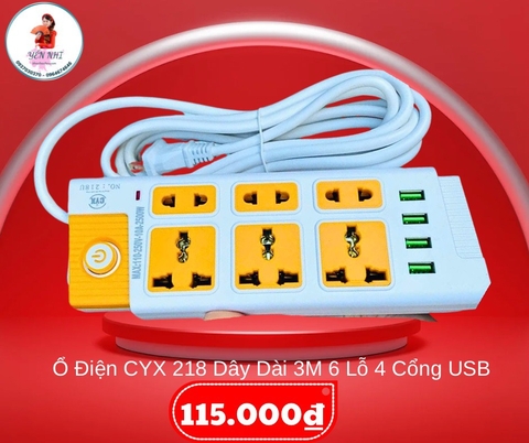 Ổ Cắm Điện CYX 218 Dây Dài 3M 6 Lỗ 4 Cổng USB (10)