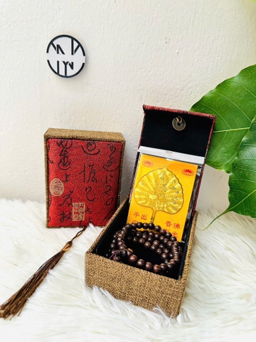 VÒNG TRẦM 108 HẠT TẶNG KÈM LÁ BỒ ĐỀ PHONG THUỶ (4)