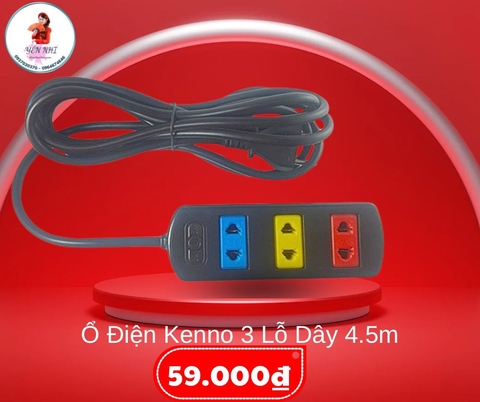 Ổ Cắm Điện Kenno 3 Lỗ Dây 4.5m Chính Hãng Chịu Tải Tốt