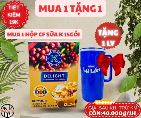 Hộp Cà Phê Sữa Hoà Tan 3in1 K DELIGHT 255g x 15 gói