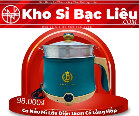 CA NẤU MÌ LẨU ĐIỆN SHANBAN MINI 18cm CÓ LỒNG HẤP