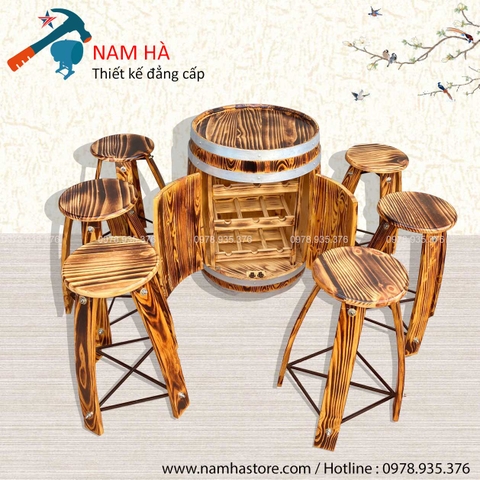 Bàn ghế gỗ trang trí vân gỗ