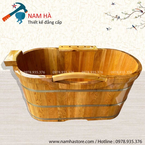 Bồn tắm gỗ Pơmu Oval Vòi nóng lạnh