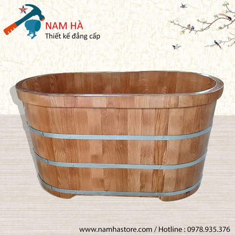 Bồn tắm gỗ sồi bo viền thẳng