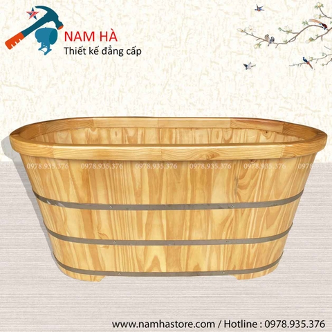 Bồn tắm gỗ Thông bo viền dáng Oval