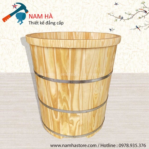 Bồn tắm gỗ Thông tròn cao 90cm