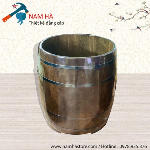Bồn tắm gỗ Thông tròn màu giả cổ dáng quả trống