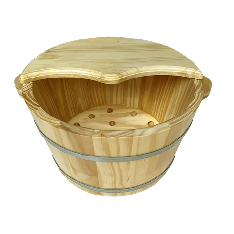 Chậu ngâm chân gỗ Thông có nắp