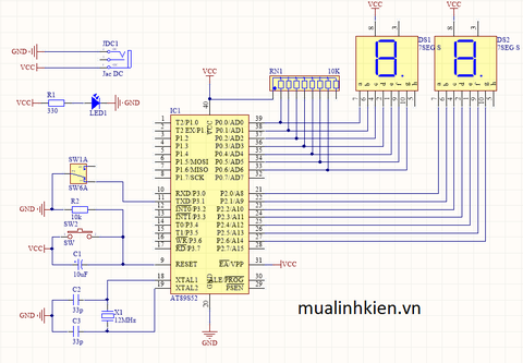 [HỌC 8051] BÀI 6 : ĐIỀU KHIỂN NÚT NHẤN - MẠCH HIỂN THỊ SỐ 2 CHỮ SỐ BẤT KỲ