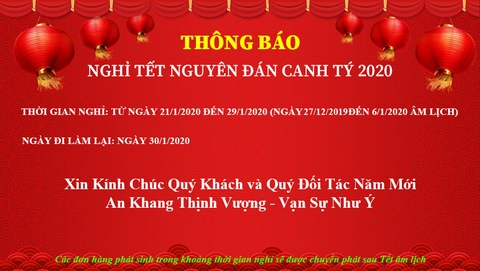 THÔNG BÁO NGHỈ TẾT NGUYÊN ĐÁN CANH TÝ 2020