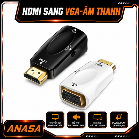 Đầu Chuyển Đổi HDMI Sang Vga Có Kèm Đầu Ra Âm Thanh 3.5mm