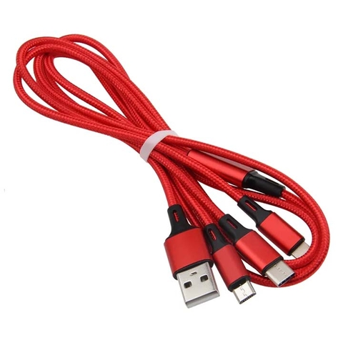 Dây Cáp Sạc Đa Năng Bọc Dù Siêu Bền 3 Trong 1 Đầu Sạc iPhone Lightning, Android Micro USB, Type C