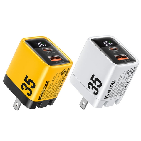 Củ Sạc Nhanh WEKOME 35W Có Màn Hình Cổng USB và Type-C Hỗ Trợ Chuẩn GaN QC3.0 PD3.0