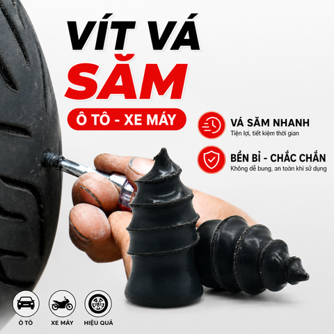 Vít Vá Săm Lốp Xe Ô Tô Xe Máy - Vá Lốp Không Cần Tháo Bánh - Cao Su Vá Lốp Khẩn Cấp Chống Xì Hơi