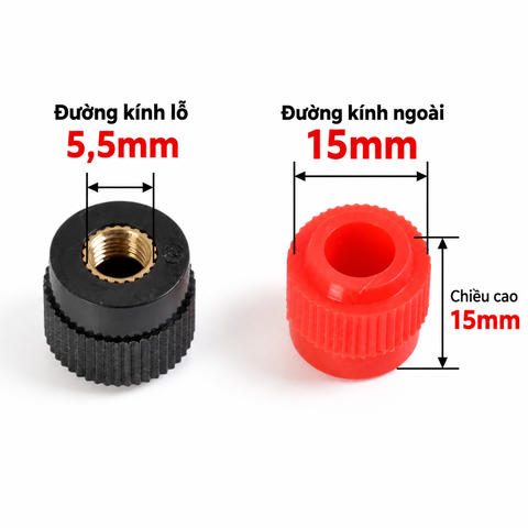 Núm Vặn Biến Trở 15x15mm – Núm Chỉnh Âm Lượng, Núm Xoay Điều Khiển Biến Trở Trục 6mm, Linh Kiện Điện Tử