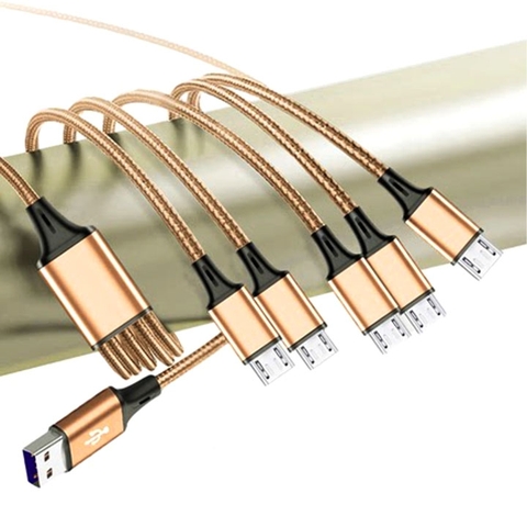 Cáp Sạc Điện Thoại 5 Đầu Dữ Liệu Bọc Dù Chống Đứt Rối 120Cm