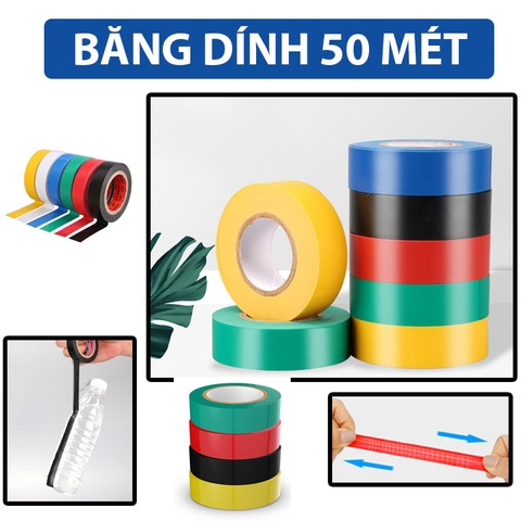 Băng Dính Điện ASSA 50 Mét Cách Điện Chống Thấm Nước Chống Cháy PVC