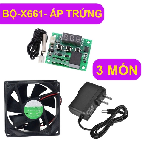 Bộ 3 Món X661 Máy Ấp Trứng Quạt Tản Nhiệt 6x6x1Cm Điện Áp 12VDC