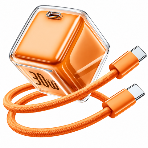 Cáp Sạc Nhanh USB-C + USB-C Cho iPhone 15-17 – Dây Sạc Bọc Dù Cao Cấp, Chống Nóng, Hỗ Trợ Sạc Nhanh, Màu Cam