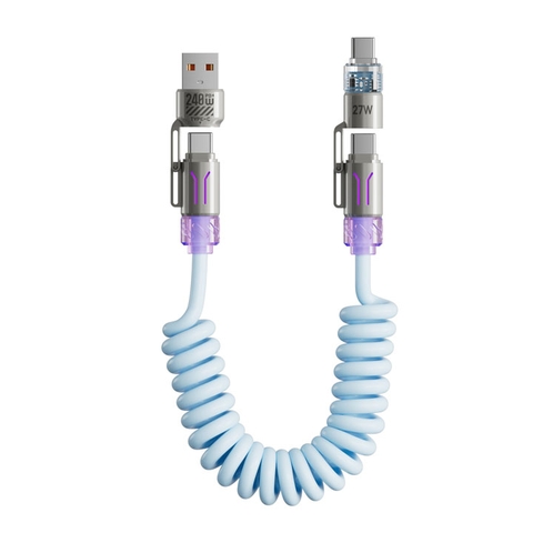 Cáp Sạc Nhanh Lò Xo USB Type-C 27W – Dây Rút Gọn Chống Rối, Hỗ Trợ PD/QC, Bền Đẹp Cao Cấp