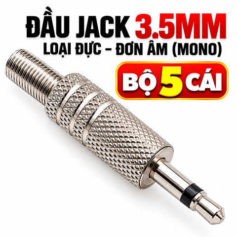 Bộ 5 Cái - Đầu Jack Audio 3.5mm Mạ Kẽm Màu Bạc