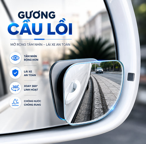 Gương Cầu Lồi Xóa Điểm Mù Ô Tô 5x5cm Hình Quạt Góc Rộng Dán Gương Chiếu Hậu An Toàn Khi Lái Xe