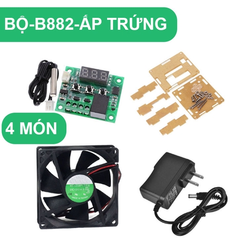 Bộ B882 Máy Ấp Trứng 4 Món Quạt Tản Nhiệt 12x12x2.5Cm Điện Áp 12VDC