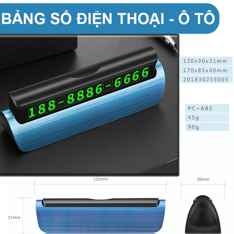 Bảng Số Điện Thoại Ô TÔ S18 Kích Thước 30x31x120mm Nặng 45g