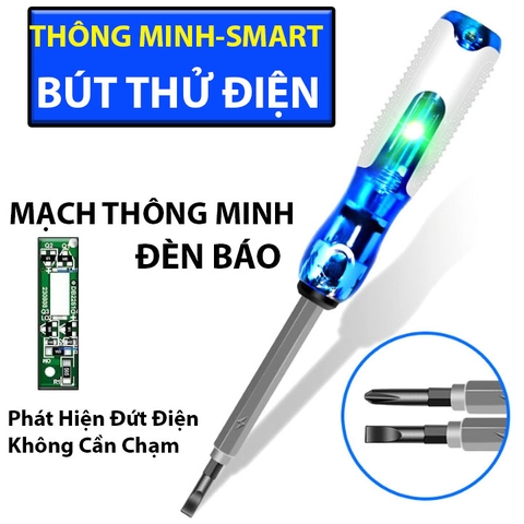Bút Thử Điện Thông Minh MX Xanh Dương Đầu Kép Đèn Báo Đo Điện 220VCC Kích Thước 163MM