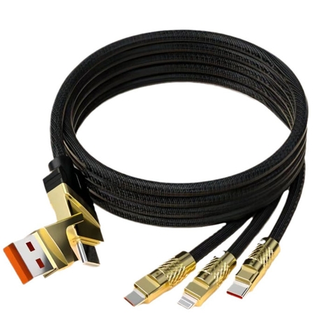 Bán buôn cáp dữ liệu hai đến ba Jike mới typec120W hợp kim kẽm sạc nhanh một đến ba cáp sạc điện thoại di động