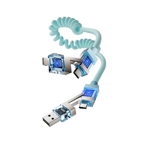 Cáp Sạc Điện Thoại Lò Xo ECH Sạc Nhanh 240W 4 IN1 Dài 2M Nặng 90G