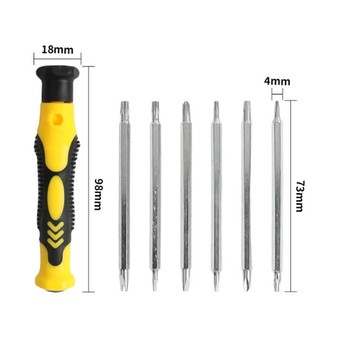 Bộ Tua Vít HT Chống Trượt 12 Trong 1 Vàng Đen Mạ Niken Nặng 60G