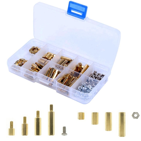 Hộp 120 Cọc Đồng Lục Giác M3 Đực Cái 22x67x130MM