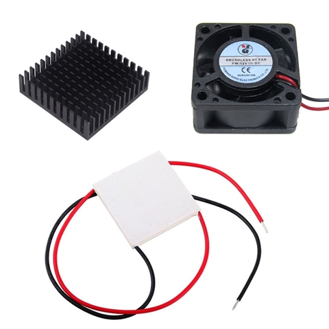 Combo Sò Nóng Lạnh 12706, Quạt Tản Nhiệt 12VDC 4x4x2.5cm, Tản Nhiệt 40x40x11mm Màu Đen