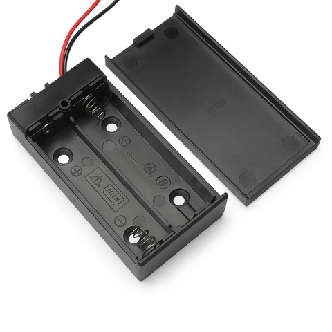 Hộp Đựng Pin 7.4V 2 Cell Có Dây – Khay Pin 2xAA/18650 Kèm Nắp Bảo Vệ Cho Mạch Điện Tử
