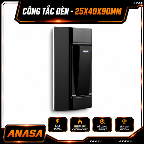 Công Tắc Đèn 1 Nút 16A 250V Kích Thước 25x40x90MM Nhựa PC Chống Cháy