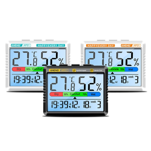 Đồng Hồ Mini ANENG Kiêm Nhiệt Độ Độ Ẩm Màn Hình Số Nét 2x7x9CM Nặng82G