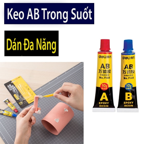 Keo AB Trong Suốt Deli 7148 AB Dán Sắt Đá Nhựa 10G