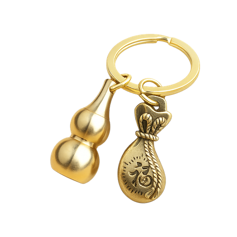 Móc Khóa Hồ Lô Phong Thủy Bằng Đồng – Treo Chìa Khóa May Mắn, Tài Lộc, Bình An