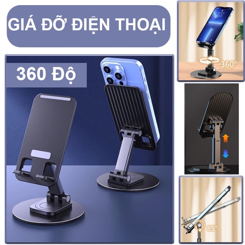 Giá Đỡ Điện Thoại V8 Đế Kim Loại Xoay 360 Độ Đường Kính Đế 10cm Dài 19cm Nặng 146g