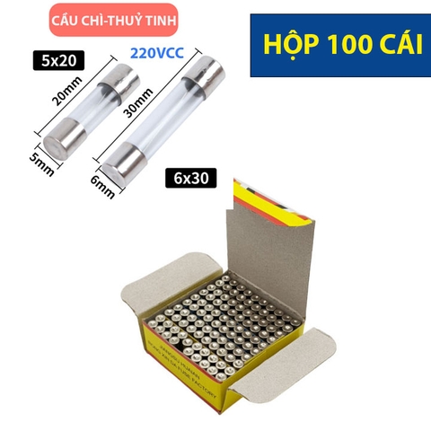 Hộp 100-Cầu Chì Ống Thuỷ Tinh-5x20-8A