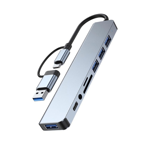 Bộ Chia HUB Mở Rộng HUB 3.0 Đầu Đọc Thẻ TF SD TyPe C Hợp Kim Nhôm